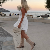 Botas cowboy Selenay beige de caña midi