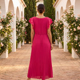 Seraphina | Elegante Vestido Maxi Plissado com Cintura Laçada