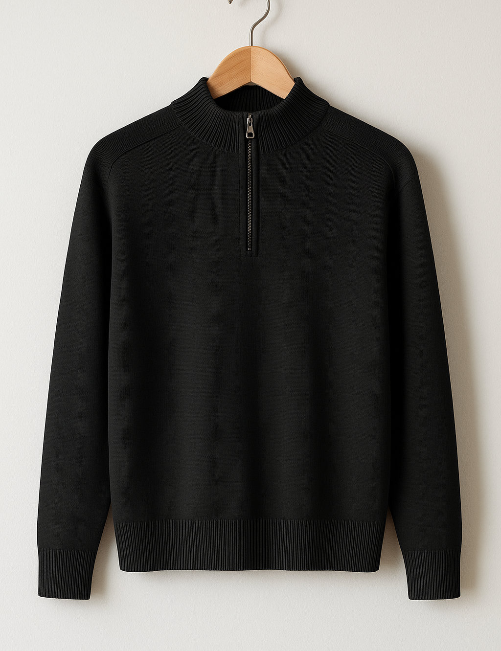 Sweter dzianinowy z pół zamkiem