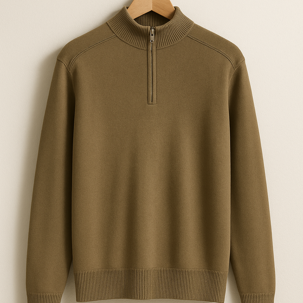Sweter dzianinowy z pół zamkiem