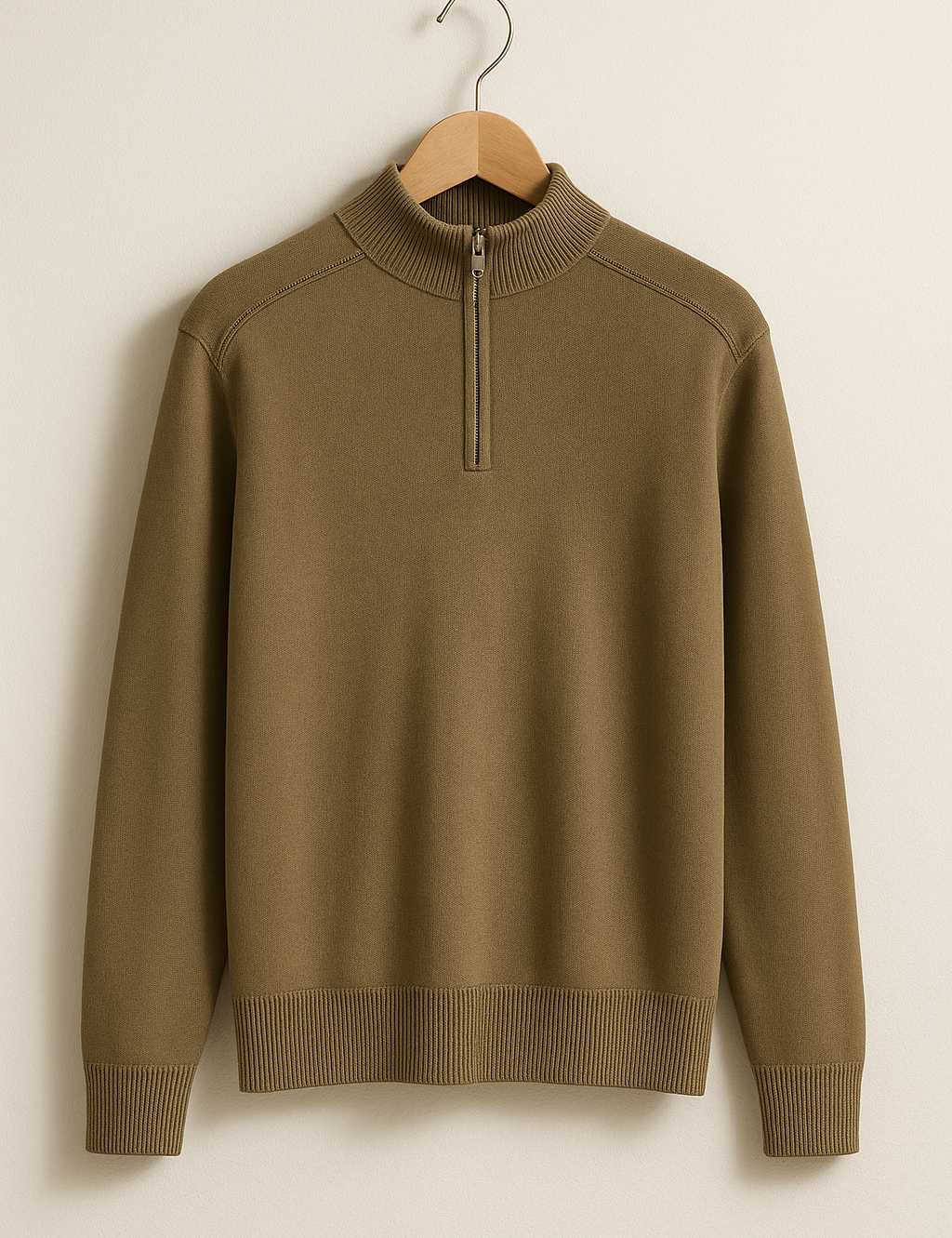 Sweter dzianinowy z pół zamkiem
