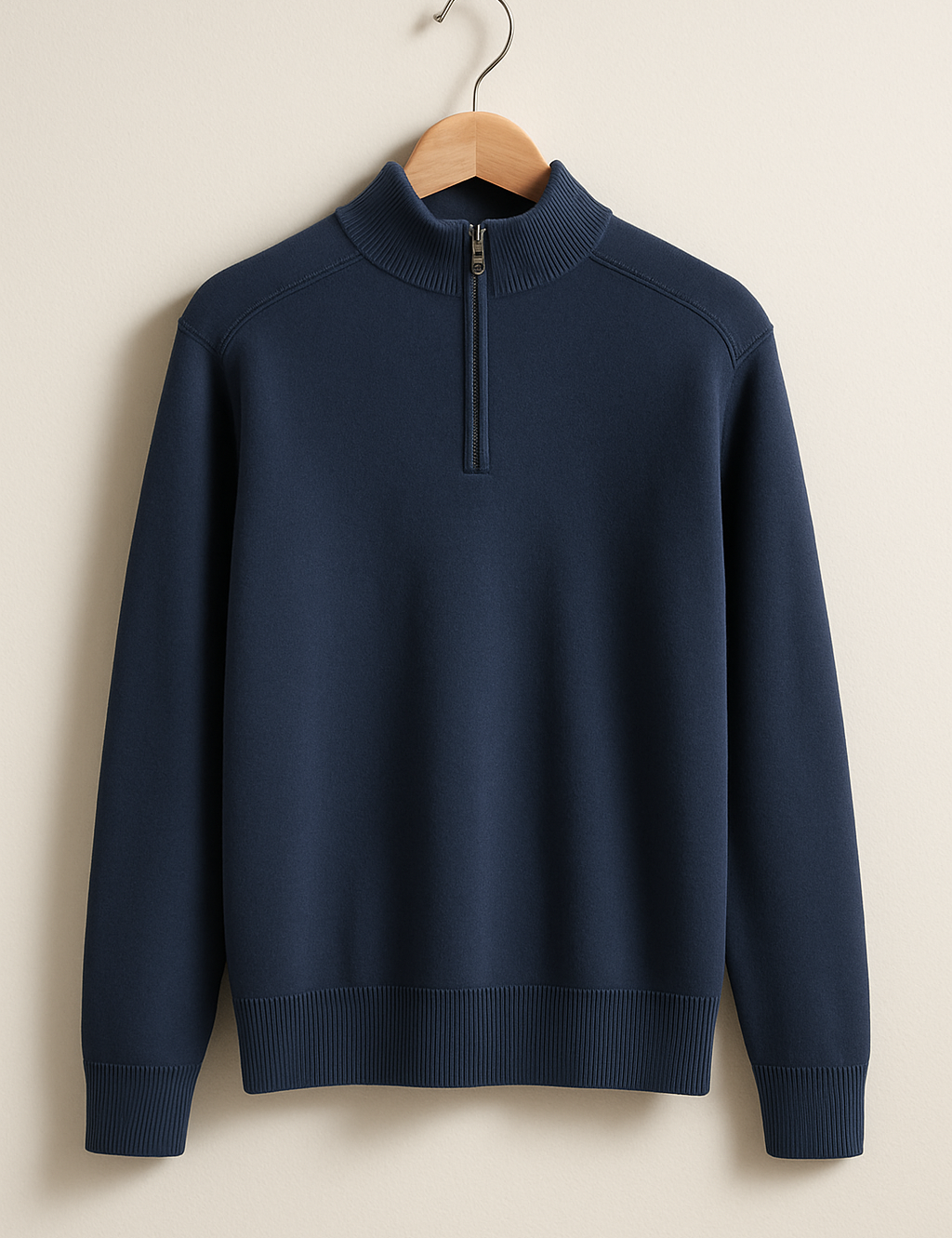Sweter dzianinowy z pół zamkiem