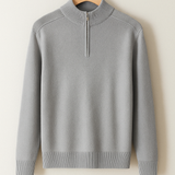 Sweter dzianinowy z pół zamkiem