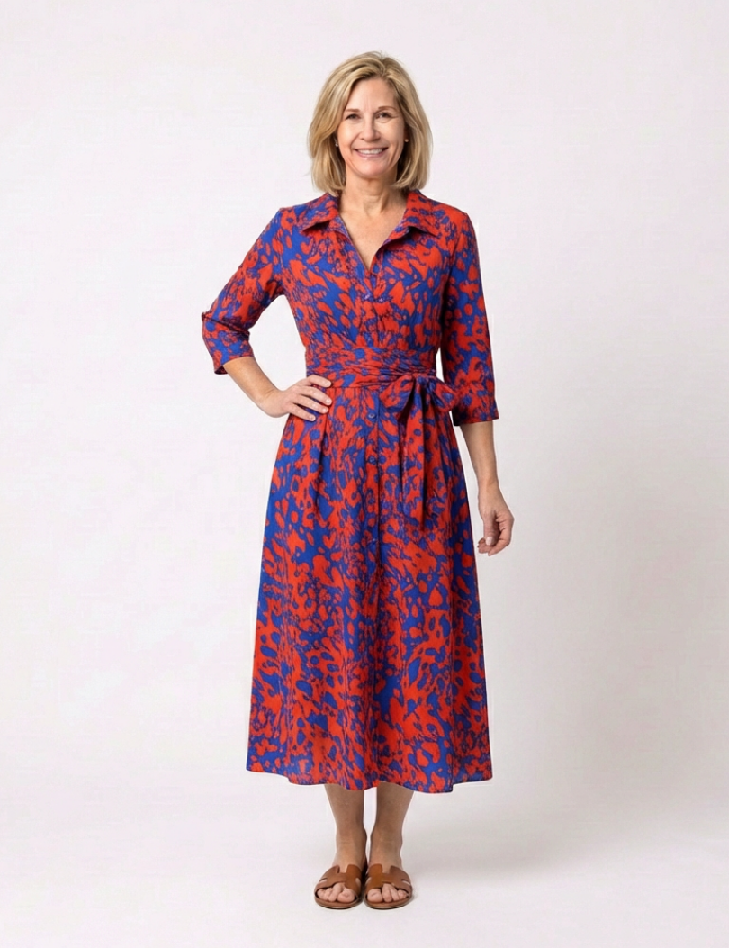 Claire | Vestido Midi de Manga Longa com Cinto