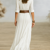 Aurore | Vestido Longo de Linho com Gola Reversa