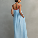 Alma · Vestido Azul com Alças Finas e Bolso