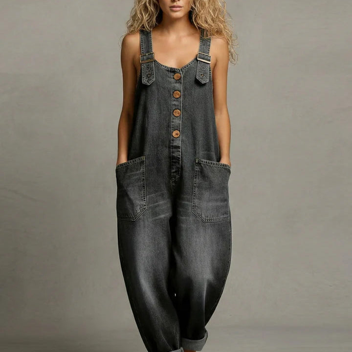 Leila - Macacão de Denim Estiloso com Bolsos