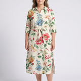Charlotte | Vestido Midi Floral com Mangas Curtas e Botões