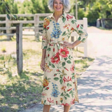 Charlotte | Vestido Midi Floral com Mangas Curtas e Botões