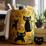 Cesta Almofadada com Gatos Pretos