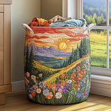 Almofada Decorativa com Amanhecer entre Montanhas e Flores