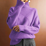 Suéter Casual de Tricot em Cor Sólida