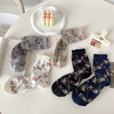 Meias Vintage Estampadas com Flores
