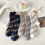 Meias Vintage Estampadas com Flores