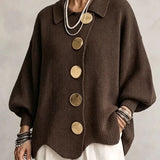 Victoire | Cardigan Oversized com Botões Dourados Elegantes