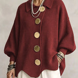 Victoire | Cardigan Oversized com Botões Dourados Elegantes