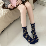 Meias Vintage Estampadas com Flores