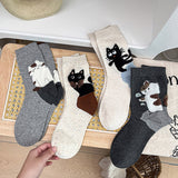Meias Casuais com Estampa de Gato