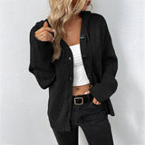 Casual Cardigan de Tricô com Capuz
