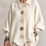 Victoire | Cardigan Oversized com Botões Dourados Elegantes