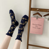 Meias Vintage Estampadas com Flores