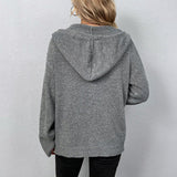 Casual Cardigan de Tricô com Capuz