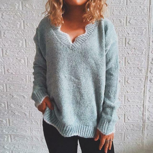 Suéter Casual de Color Sólido
