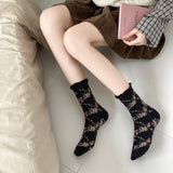 Meias Vintage Estampadas com Flores