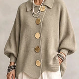 Victoire | Cardigan Oversized com Botões Dourados Elegantes