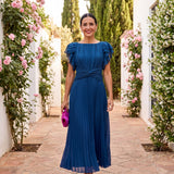 Seraphina | Elegante Vestido Maxi Plissado com Cintura Laçada