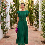 Seraphina | Elegante Vestido Maxi Plissado com Cintura Laçada