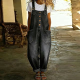 Ana - Macacão Vintage em Algodão Macio com Aspeto de Denim