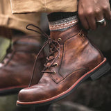 Caio - Retro Ankle Boots with Round Toe