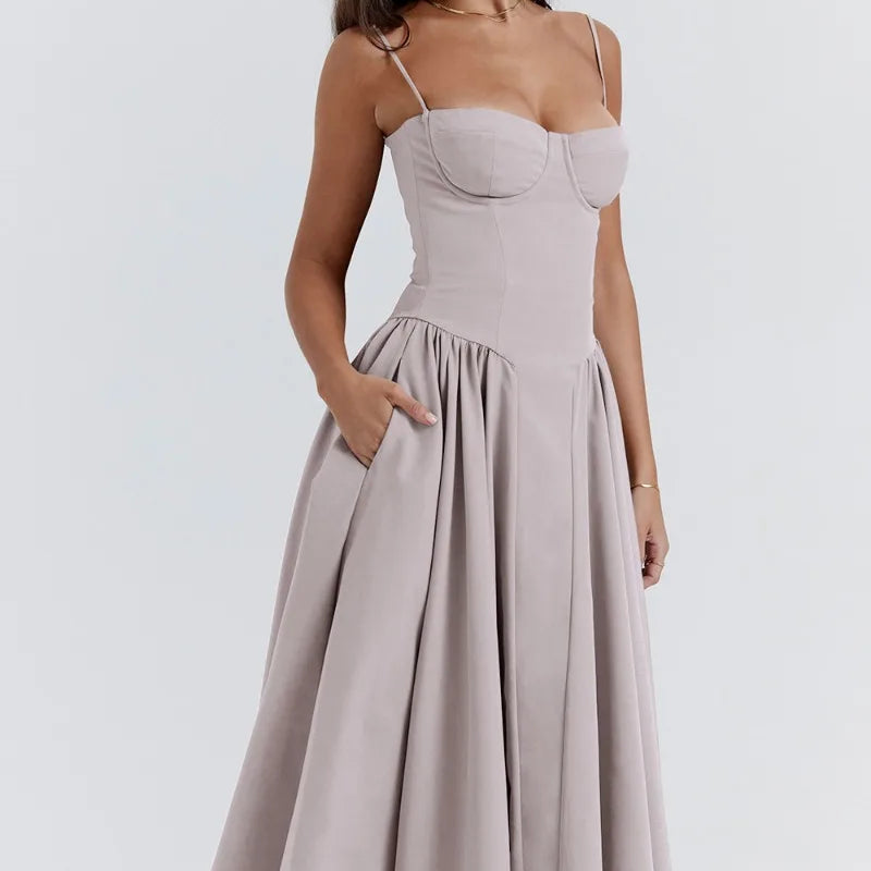 Sigrid | Midi Length Sleeveless Bustier Dress