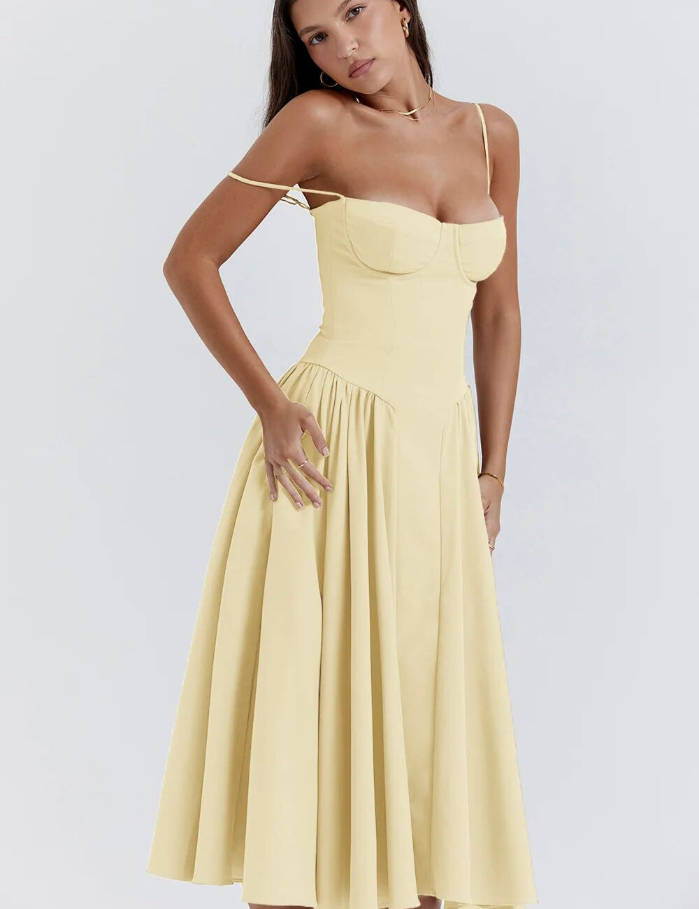 Sigrid | Midi Length Sleeveless Bustier Dress