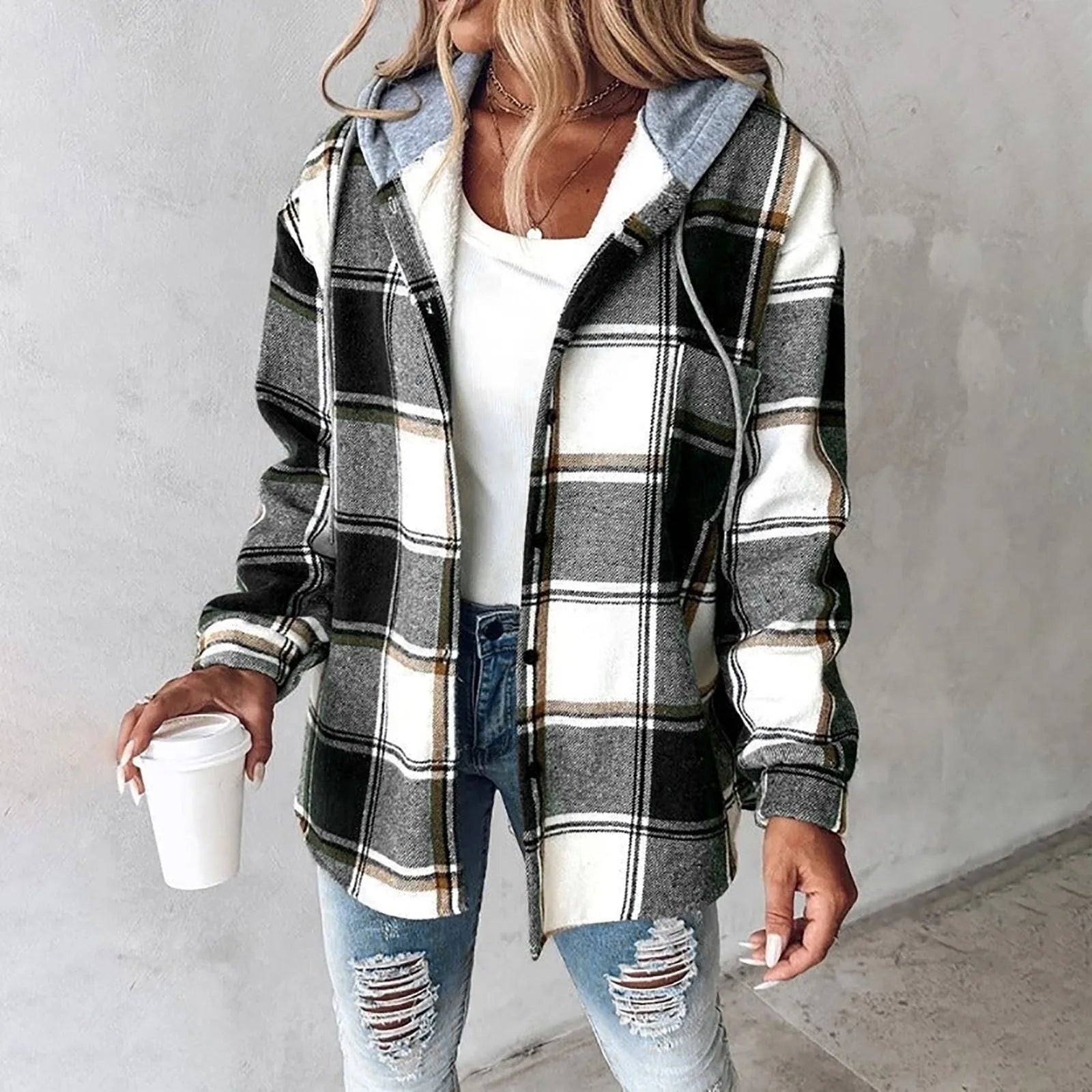 Camisa Overshirt com Capuz Forrada Élise