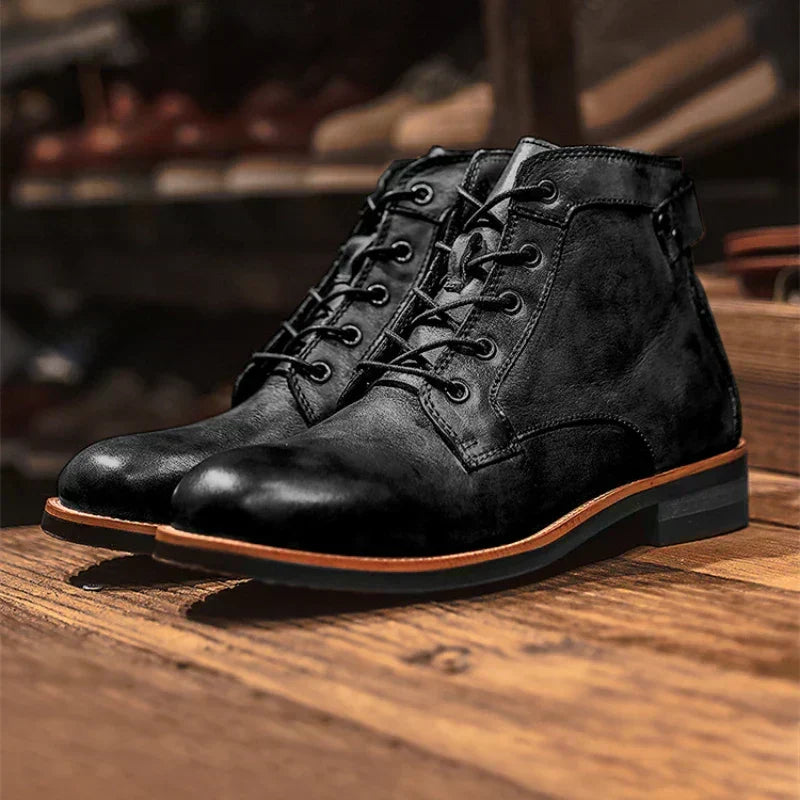 Caio - Retro Ankle Boots with Round Toe