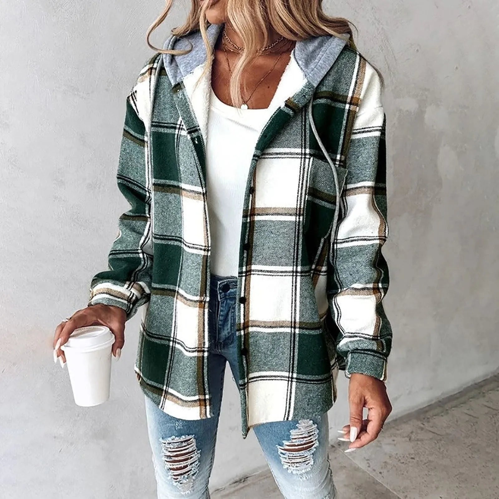 Camisa Overshirt com Capuz Forrada Élise