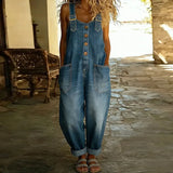Ana - Macacão Vintage em Algodão Macio com Aspeto de Denim