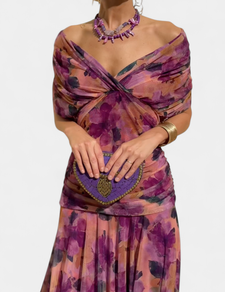 Alondra | Vestido Longo Floral com Decote em V