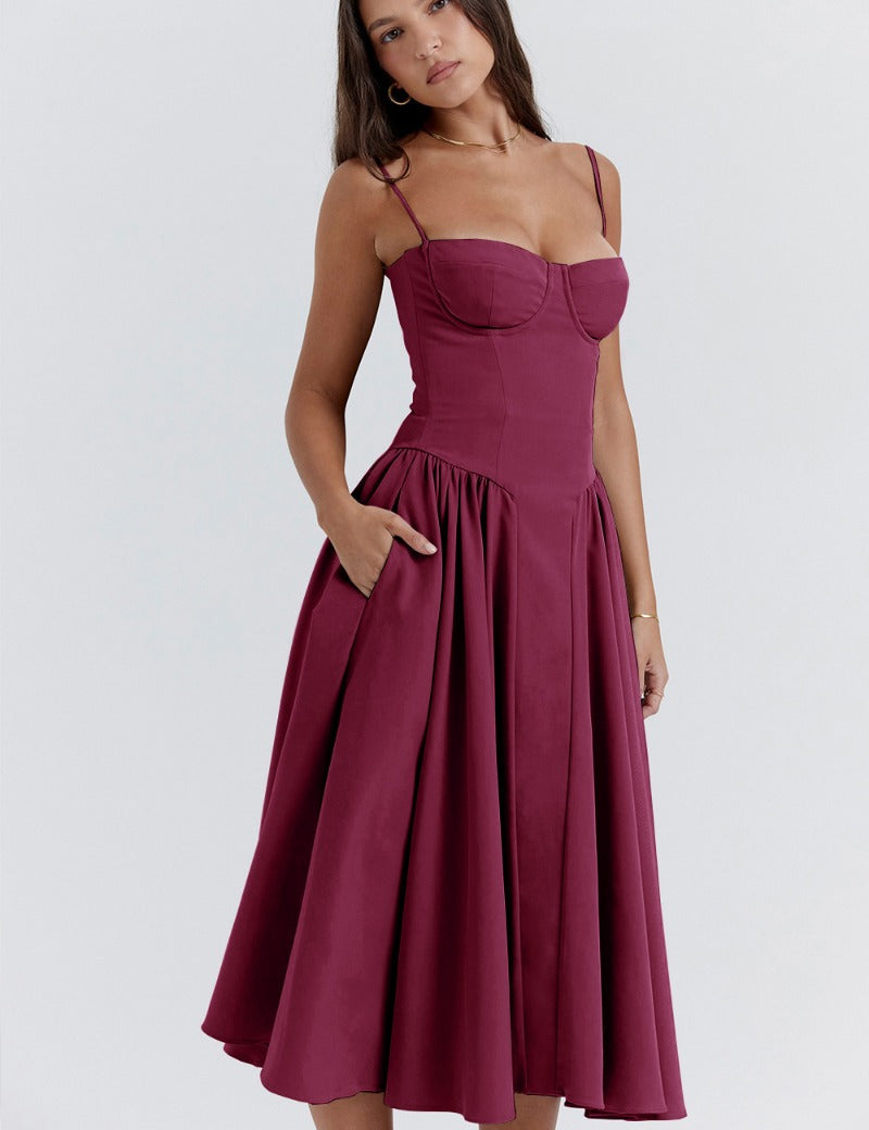 Sigrid | Midi Length Sleeveless Bustier Dress