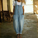 Ana - Macacão Vintage em Algodão Macio com Aspeto de Denim