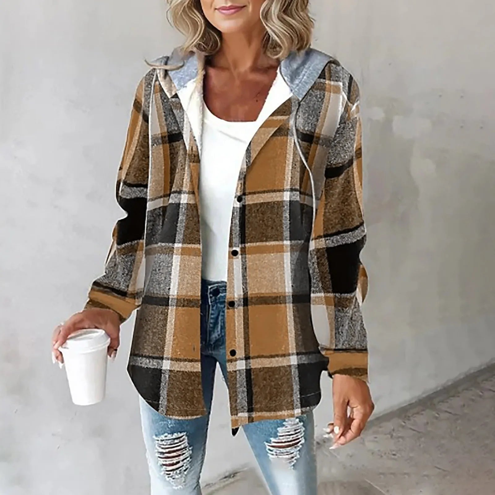 Camisa Overshirt com Capuz Forrada Élise