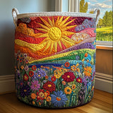 Almofada Decorativa com Sol sobre Colinas e Flores