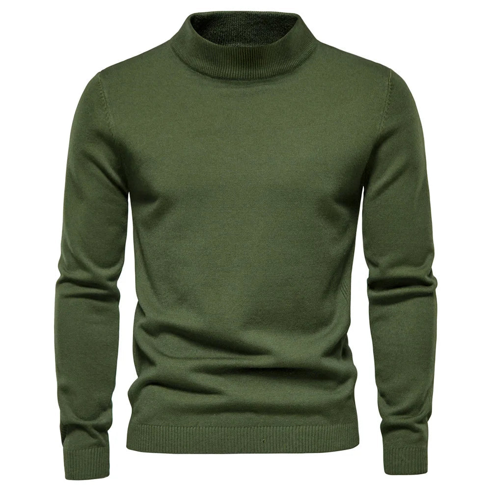 Miguel - Sweter z Wysokim Kołnierzem w Mieszanej Tkaninie