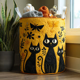 Cesta Almofadada com Gatos Pretos