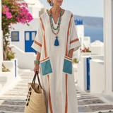 Madeleine | Vestido maxi com mangas de comprimento médio e decote em V