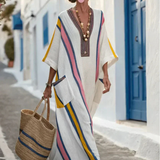 Madeleine | Vestido maxi com mangas de comprimento médio e decote em V