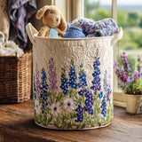 Cesto Almofadado com Estampa de Flores Silvestres