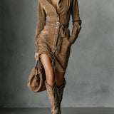 Adeline | Midi Dress in Suedine Fabric